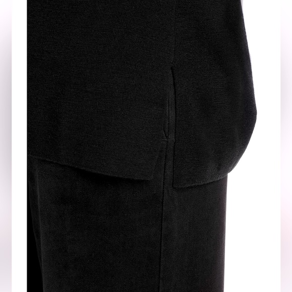 Eileen Fisher Rolled Hem Tunic Sweater in Black 100% Merino Wool Size XL - Picture 4 of 6